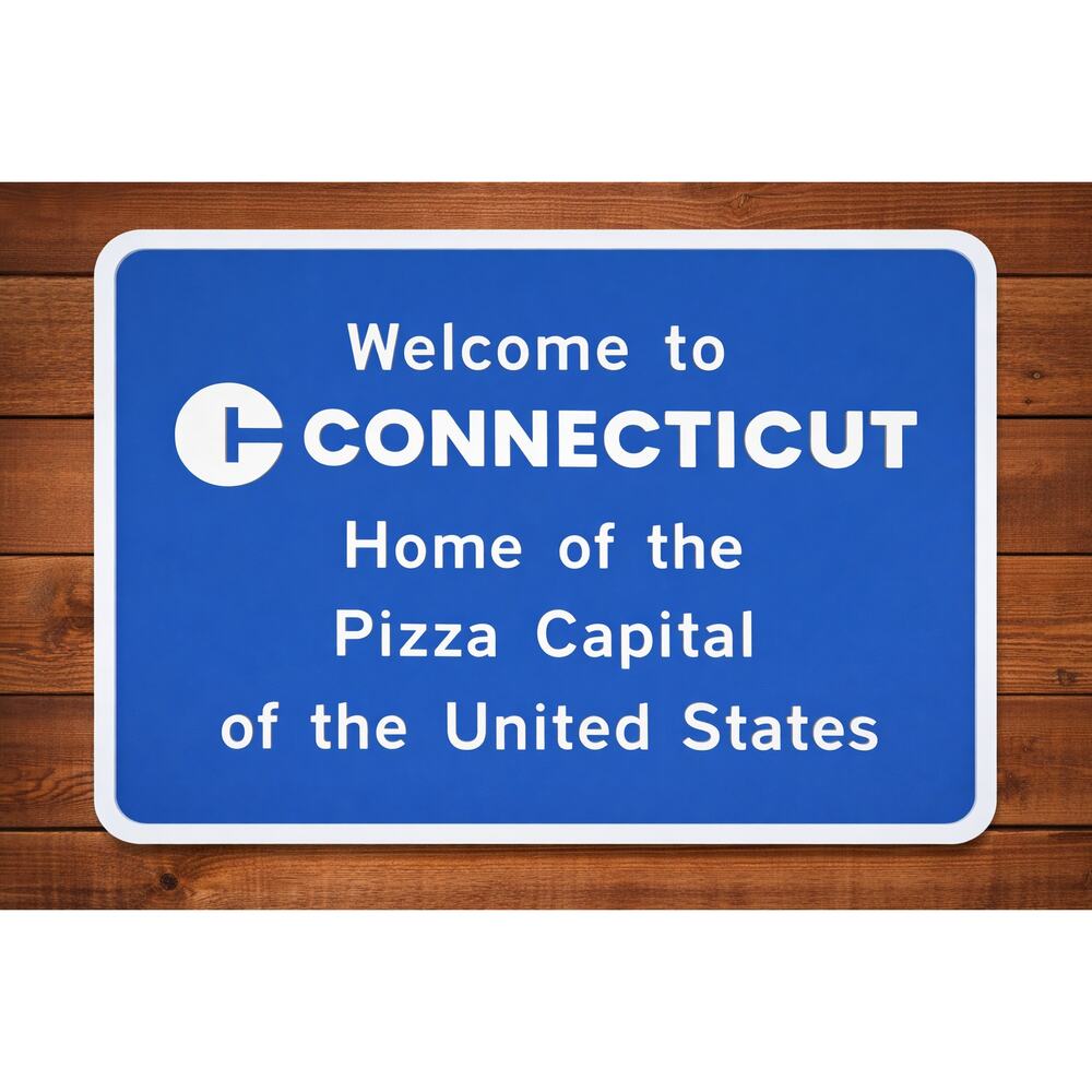 Welcome To Connecticut Pizza Capital United States Road Sign Interstate Highway
